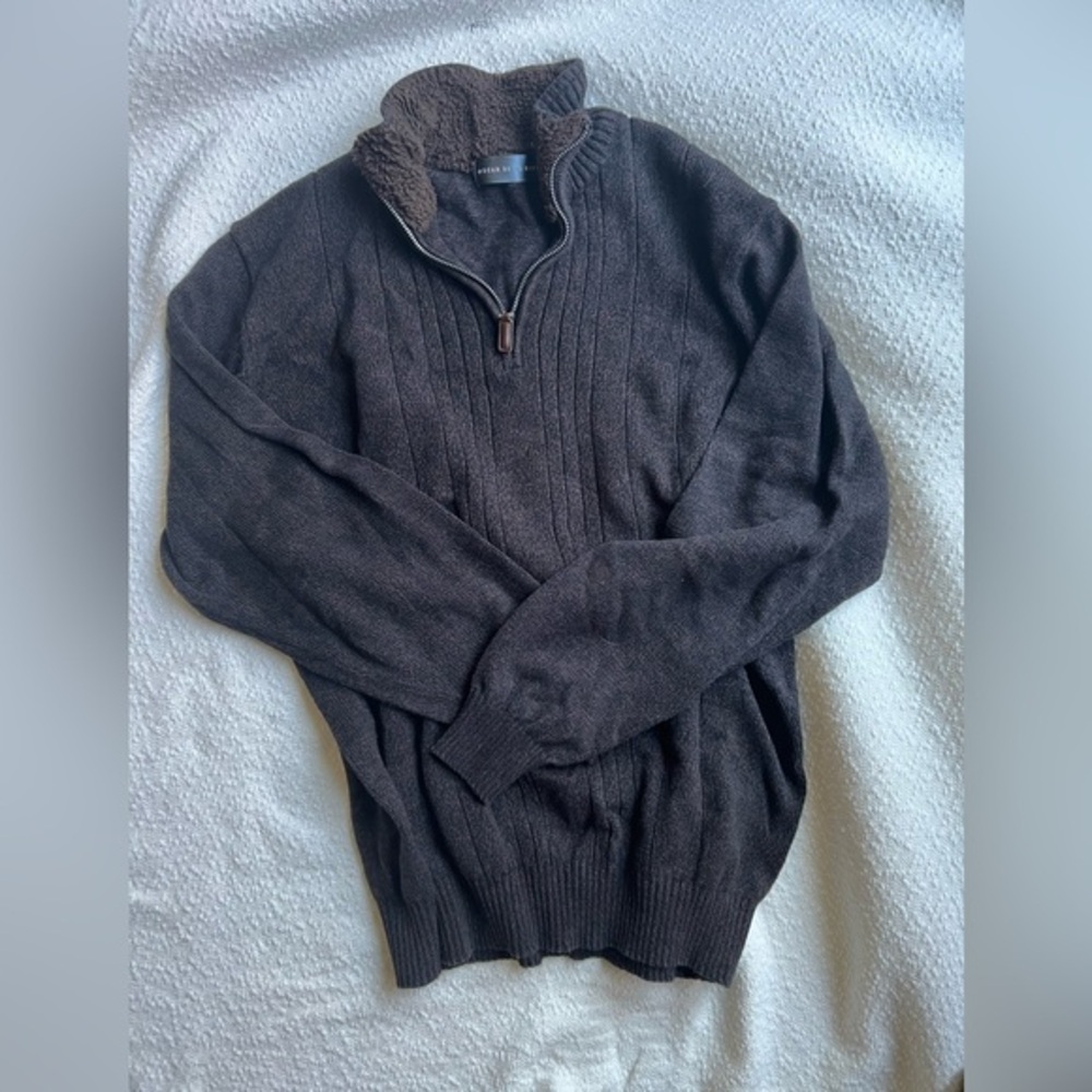 Oscar De La Renta Mens XL Sweater Fleece Collar Quarter Zip 1/4‎ Zip Pullover